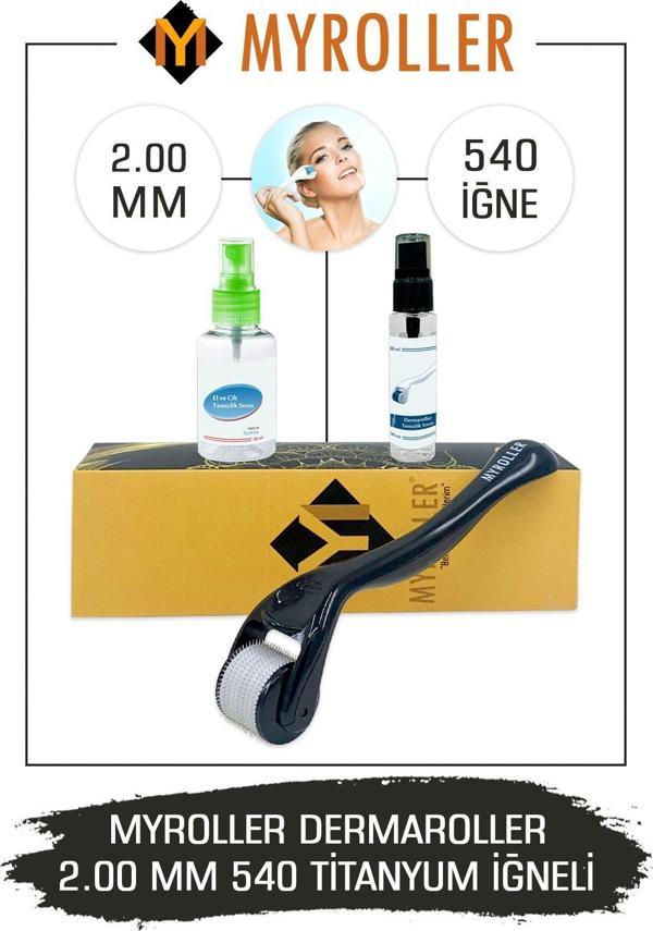 Dermaroller 2.00mm Dezenfektan Hediye Titanyum 540 İğneli Derma Roller - Image 1