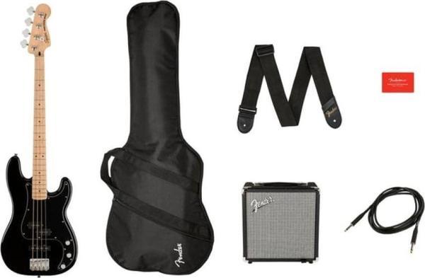 Squier Affinity Precision Bass PJ Akçaağaç Klavye Black Rumble 15 Bas Gitar Seti - Image 1