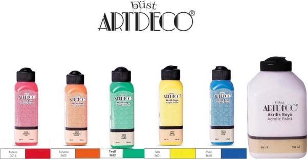 Artdeco Akrilik Boya 5 Canlı Renk 140ml Beyaz 500 ml - Image 1