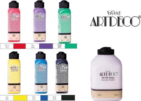 Artdeco Akrilik Boya 6 Canlı Renk 140ml Beyaz 500 ml - Image 1