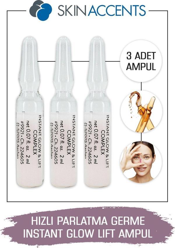 Hızlı Parlatma Germe Ampul 3 Adet Instant Glow & Lift Cilt Serumu Dermaroller Dermapen Serum - Image 1