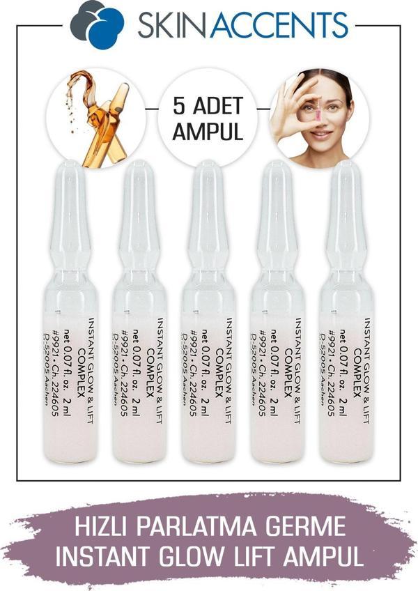 Hızlı Parlatma ve Germe Ampul Instant Glow & Lift Cilt Serumu 5 Adet Dermaroller Dermapen Serum - Image 1