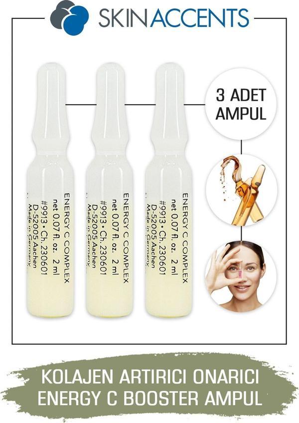Kollajen Arttırıcı Onarıcı Ampul Energy C Booster Cilt Serumu 3 Adet Dermaroller Dermapen Serum - Image 1