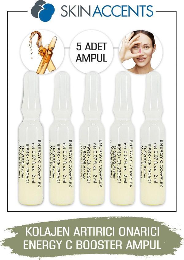 Kollajen Arttırıcı Onarıcı Ampul Energy C Booster Cilt Serumu 5 Adet Dermaroller Dermapen Serum - Image 1