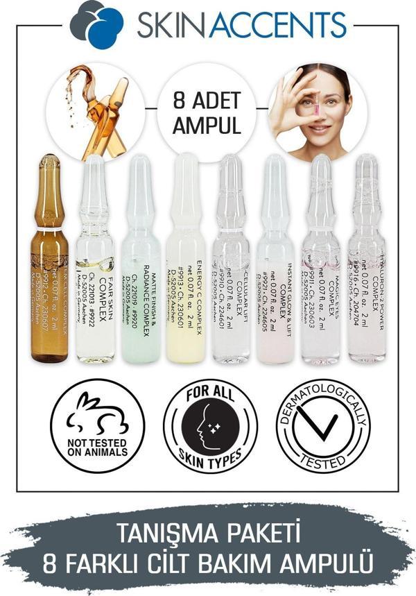 Tanışma Paketi 8 Farklı Cilt Bakım Ampulü Dermaroller Dermapen Serum Yüz Göz Çevresi Ampulleri - Image 1
