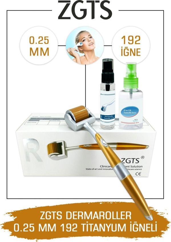 Dermaroller 0.25mm Dezenfektan Hediye 192 Titanyum Iğneli Gold Derma Roller - Image 1