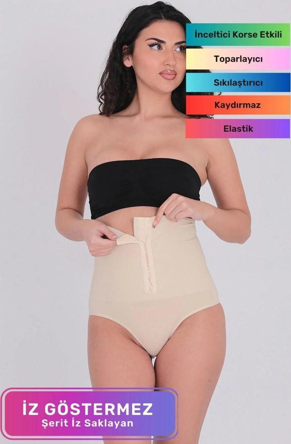 Premium Toparlayıcı Sıkılaştırıcı Vücut Şekillendirici Kaymaz Ağraflı Yüksek Bel Slip Korse - Image 1