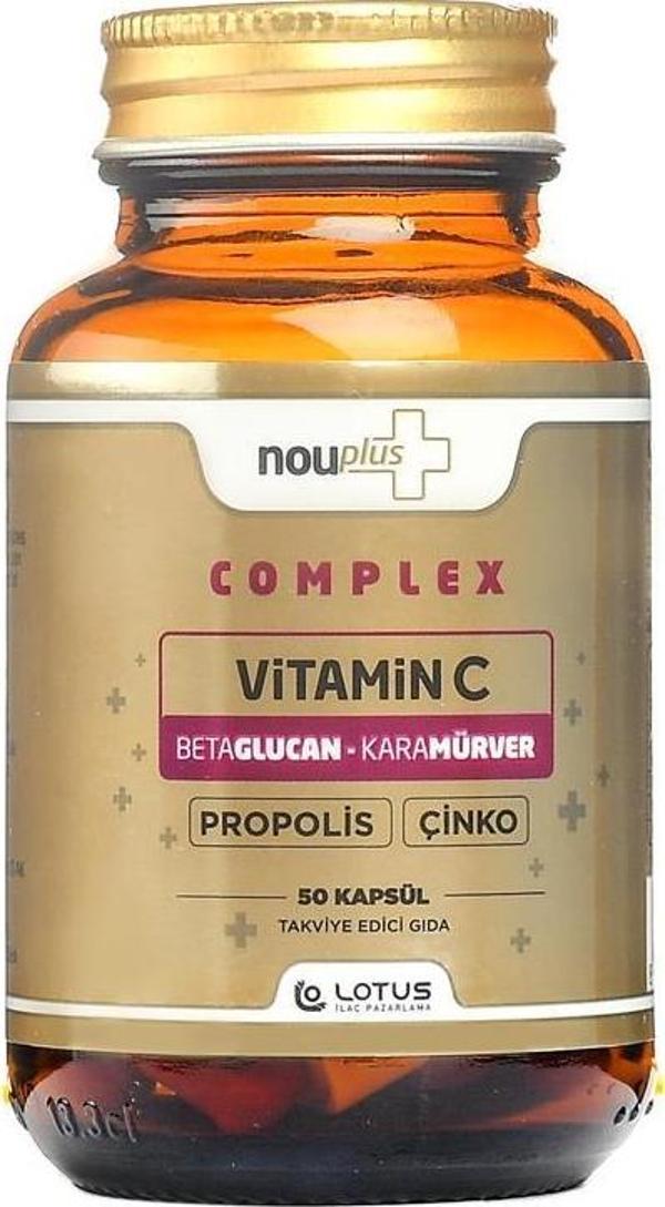 Nouplus Complex Vitamin C BetaGlukan, Kara Mürver, Çinko, Propolis 50 Kapsül - Image 1