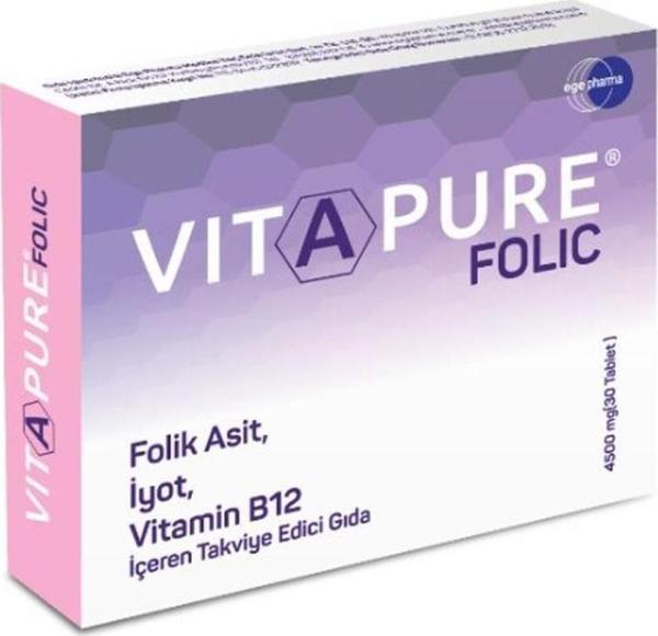 Vitapure Folic Folik Asit, İyot ve B12 İçeren 30 Tablet - Image 1