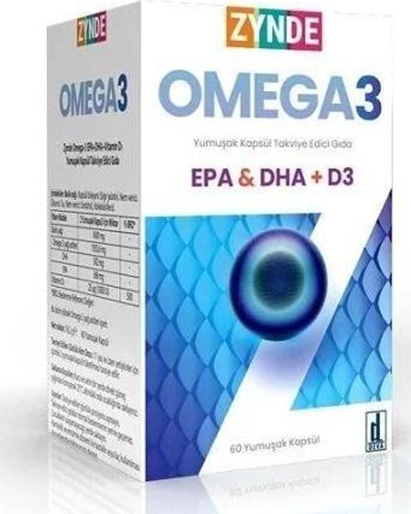 Zynde Omega-3 EPA+ DHA+ Vitamin D3 60 Yumuşak Kapsül - Image 1