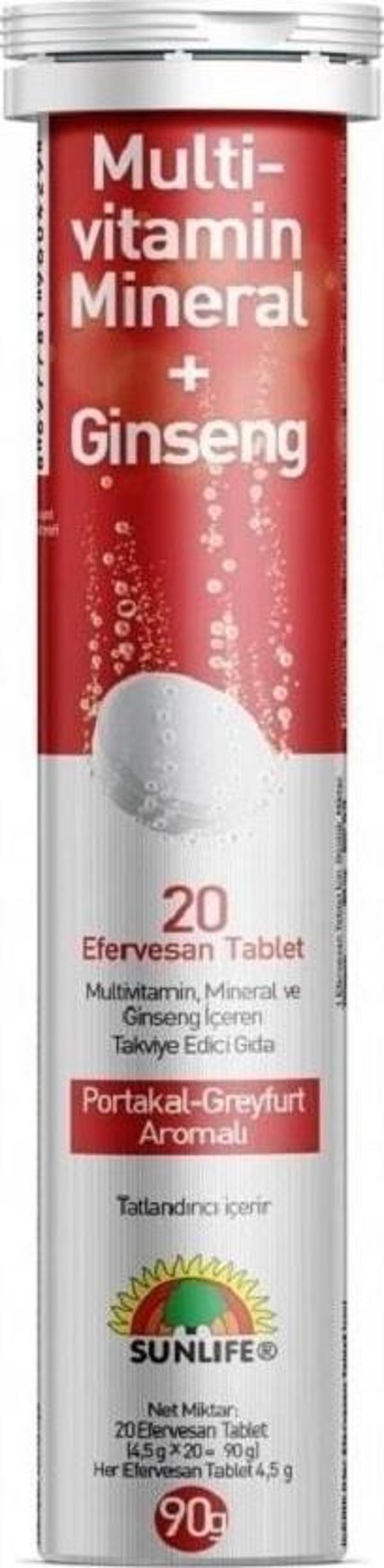 SunLife Multivitamin + Mineral ve Ginseng İçerikli 20 Efervesan Tablet - Image 1