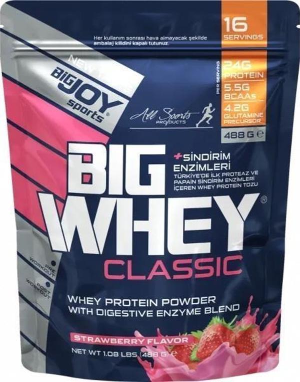 Bigjoy Sports Doypack BIGWHEY Whey Protein Çilek 488g - Image 1
