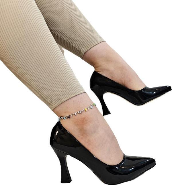 Fiyra 7035 Siyah Rugan İnce Kadeh Topuk Stiletto Topuklu Ayakkabı - Image 1