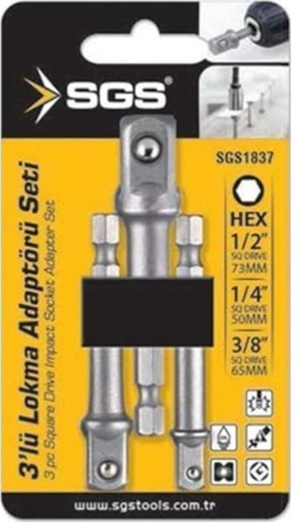 Sgs Lokma Adaptörü 3'Lü Set 1/4X65 Mm- 3/8X65 Mm -1/2X73 Mm Sgs1837 - Image 1