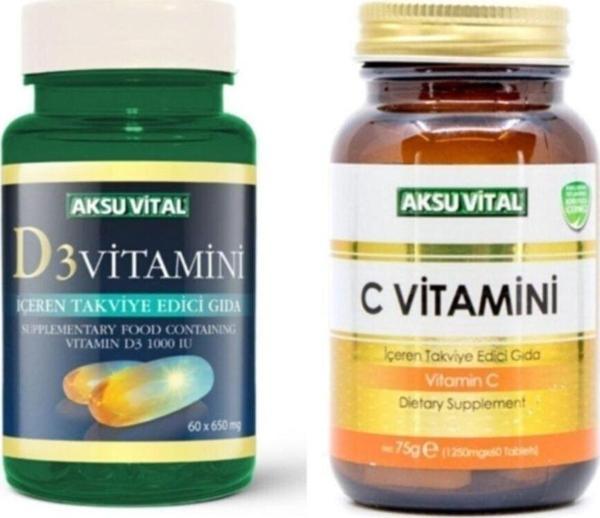 Aksu Vital Vitamin D3 60 Softjel + Vitamin C 60 Tablet 1250 Mg - Image 1