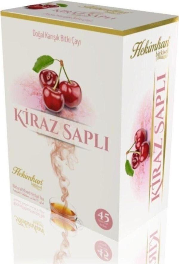 Hekimhan Bitkisel Kiraz Saplı Karışık 45'Li Süzen Poşet Çay Sallama Bitki Çay, Demleme Bitki Çayı - Image 1