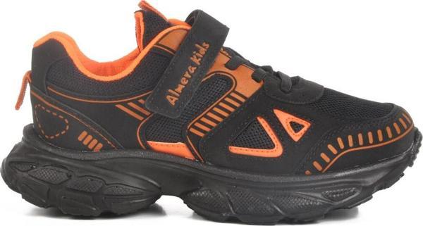 Siyah Turuncu Cırtlı Fileli Unisex Çocuk Spor Ayakkabı 1500 F - Image 1