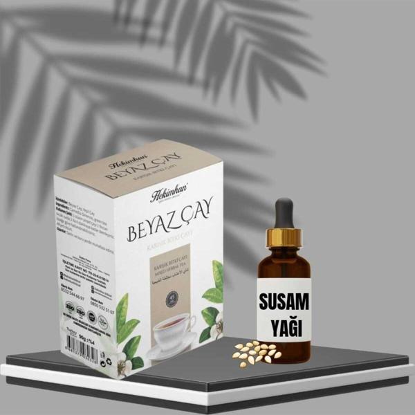 Hekimhan Bitkisel Beyaz Çay 40'Lı Ve Susam Yağı - Image 1
