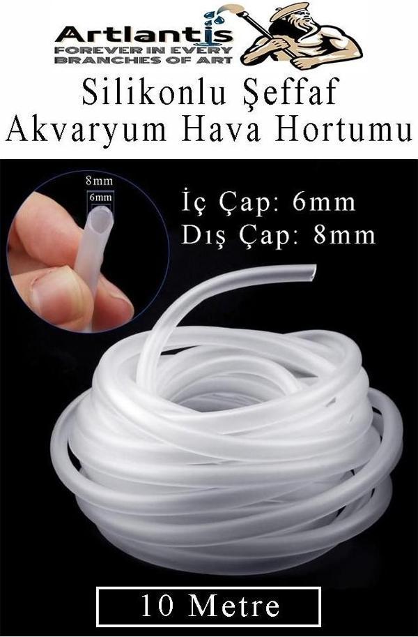 Silikonlu Şeffaf Akvaryum Hava Hortumu 10 Metre İç Çap 6mm Dış Çap 8mm Deney Fıskiye Kauçuk Hortum Yağ Hava Pompa Borusu - Image 1