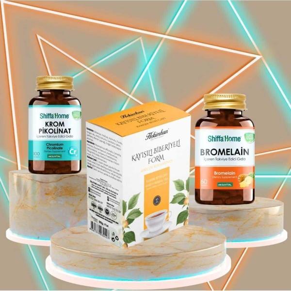 Çare Burada Form Set Krom Pikolinat + Kayısılı Biberiyeli Çay+ Bromelain - Image 1