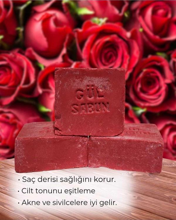 Çare Burada Gül Sabunu İçin Doğal El Yapımı 3 Adet - Image 1
