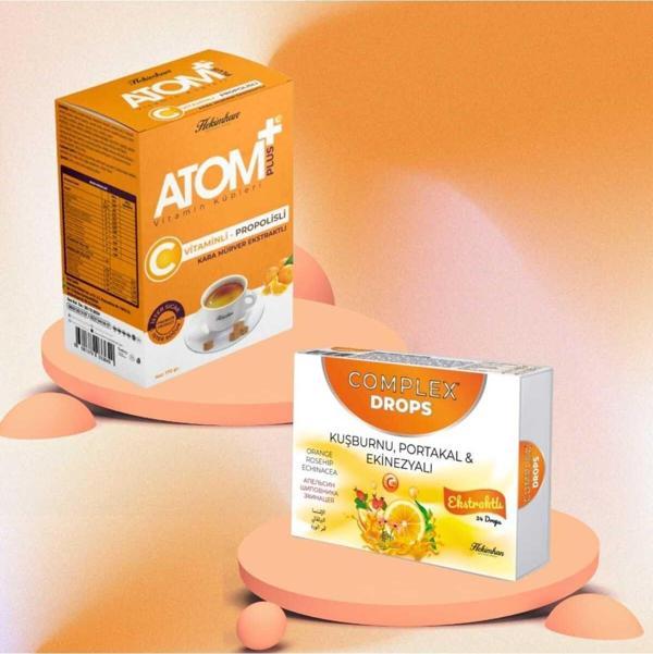 Complex Atom Vitamin Küpleri C Vitaminli Propolisli Karamürver Ekstraklı + Pastil - Image 1