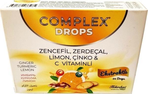 Hekimhan Bitkisel Complex Zencefil Zerdeçal Limon Çinko C-Vitaminli Drops 24 Adet 62 G 6 Adet - Image 1