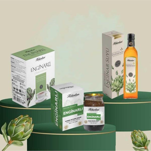 Hekimhan Bitkisel Enginarlı Bitkisel Macun 420 Gr +Enginarlı Karışık Çay (45'Li) + Enginar Suyu 500 Gr - Image 1