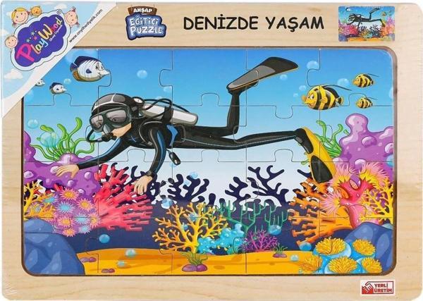 ONY-187-188-189-190 Ahşap Eğitici Puzzle Denizde Yaşam - Image 1