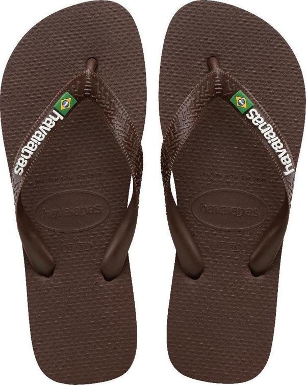 HAVAIANAS Brasil Logo Dark Brown Parmak Arası Terlik 4110850-2673 - Image 1
