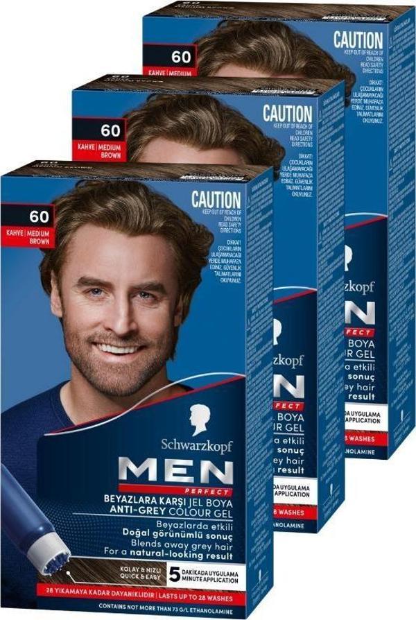 Schwarzkopf Men Perfect Erkek Saç Boyası 60 - Kahve 3 Adet - Image 1