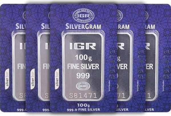 RimaGold 5 Adet İAR 100 Gr Gümüş Külçe - Image 1