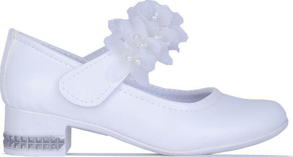 Ayakcenter 26-Herbebe Fırfırlı Beyaz 3Cm Kız Çocuk Topuklu Ayakkabı - Image 1