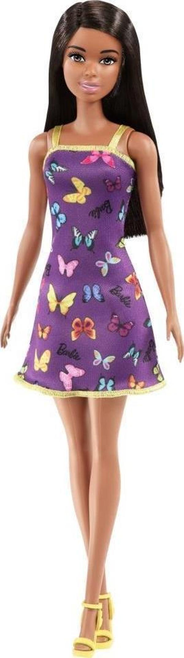 Barbie Şık Barbie Bebekler T7439 HBV07, Kelebek Desen Elbiseli Barbie - Image 1