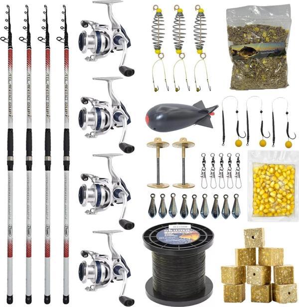 YekOutdoor Full Çeşit 4'lü Okuma Göl Seti Kendo Atlantic Surf 4.20m 100-250gr Olta Kamışı&Okuma ARIA-5000a 1BB Olta Maki - Image 1