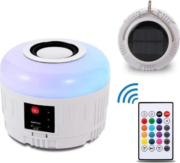 Solar Güneş Enerjili Kamp Çadır Lambası Işığı Bluetooth Hoparlör Rgb Led Kumandalı Aydınlatma - Image 1