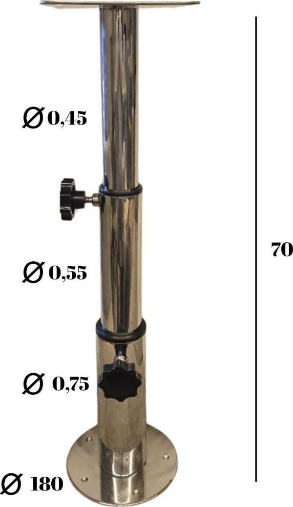 OCEAN MARİNE MASA VE KOLTUK AYAĞI 3 KADEMELİ KROM 30-70 CM TEKNE, YAT VE KARAVAN - Image 1