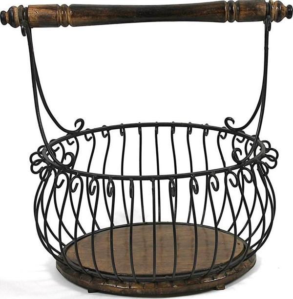 Ahşap Ferforje Sepet Gazetelik 47x30x46 cm. - Image 1