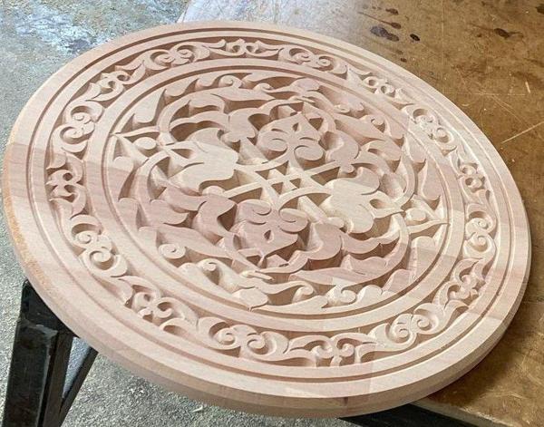 Ahşap Oymalı Sehpa Tablası 40 cm. - Image 1