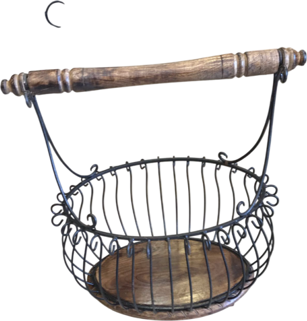 Eskitme Ahşap Ferforje Sepet Gazetelik 46x29x48 cm. - Image 1