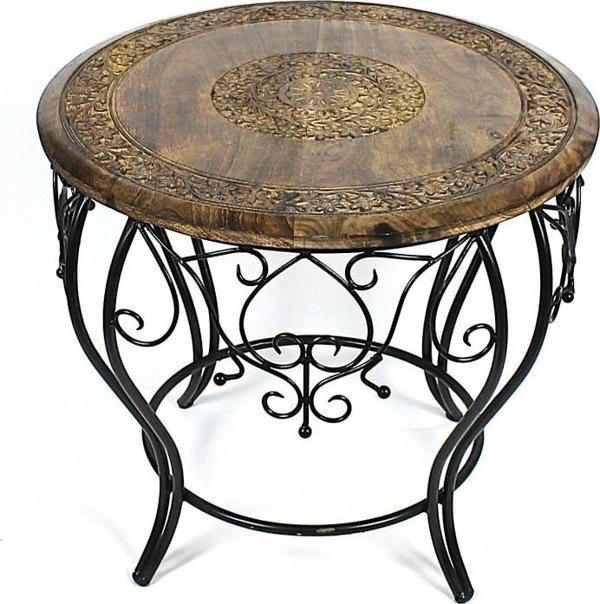 Ahşap Oymalı Yuvarlak Orta Sehpa 60x60x54 cm. - Image 1