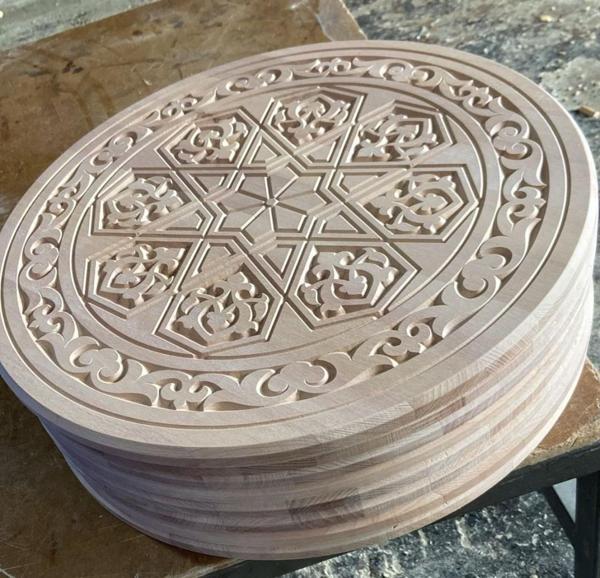 Ahşap Oymalı Sehpa Tablası 50 cm. - Image 1