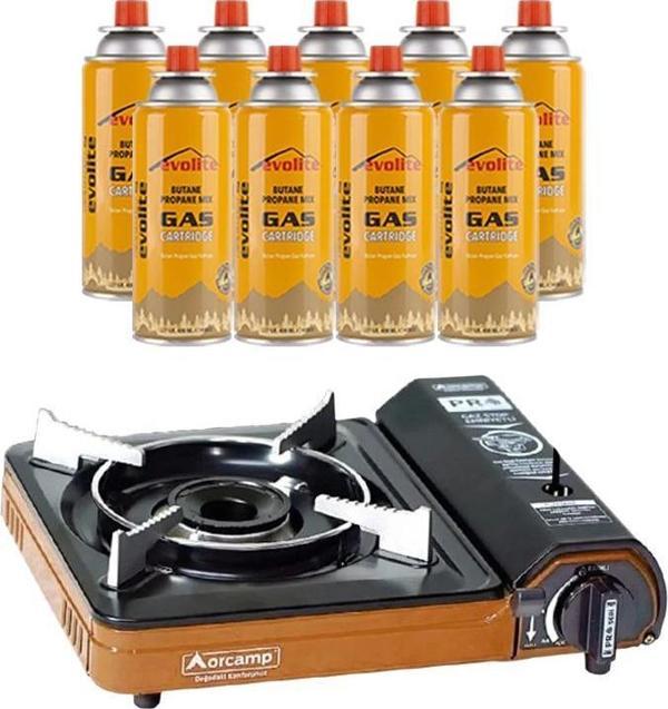 Orcamp Portatif Kamp Ocağı Turuncu + 9 Evolite 227 gr Gaz Kartuşu EVO-003-A8 - Image 1