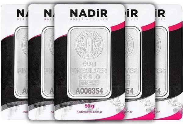 RimaGold 5 Adet NadirGold 50 Gr Gümüş Külçe - Image 1