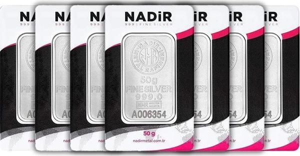 RimaGold 7 Adet NadirGold 50 Gr Gümüş Külçe - Image 1