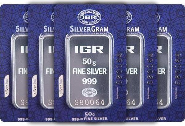 RimaGold 5 Adet İAR 50 Gr Gümüş Külçe - Image 1