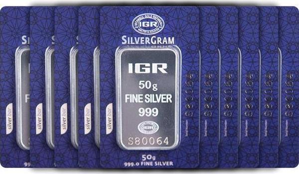 RimaGold 10 Adet İAR 50 Gr Gümüş Külçe - Image 1