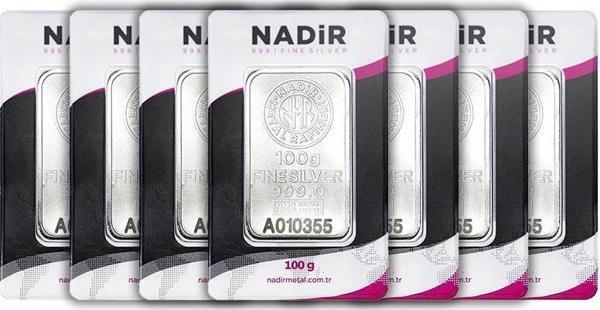 RimaGold 7 Adet NadirGold 100 Gr Gümüş Külçe - Image 1