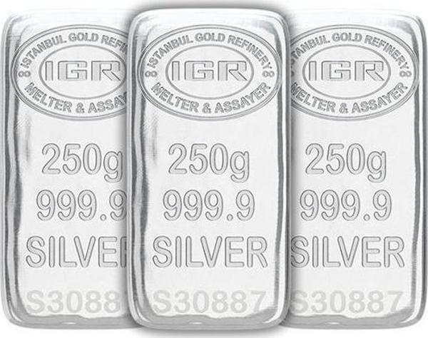 RimaGold 3 Adet İAR 250 Gr Gümüş Külçe - Image 1