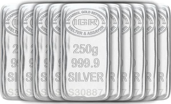 RimaGold 10 Adet İAR 250 Gr Gümüş Külçe - Image 1